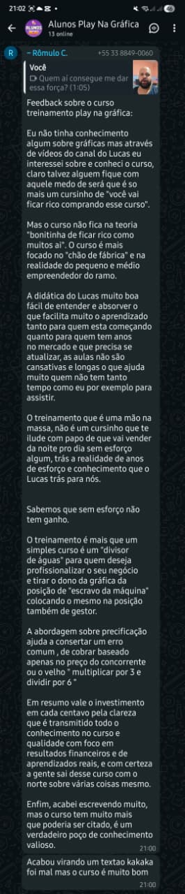 Depoimento Rômulo - feedback completo do treinamento