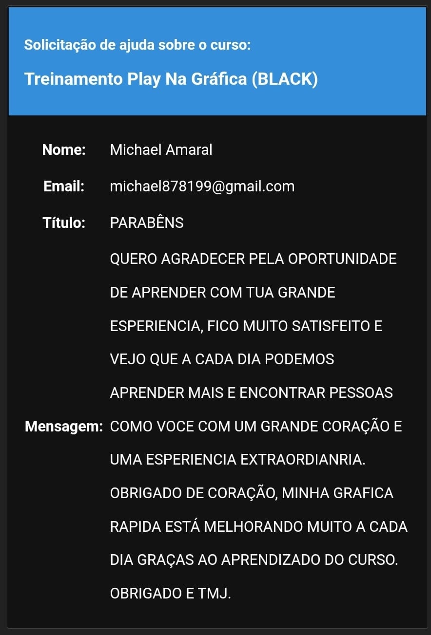 Depoimento Michael Amaral - gráfica melhorando